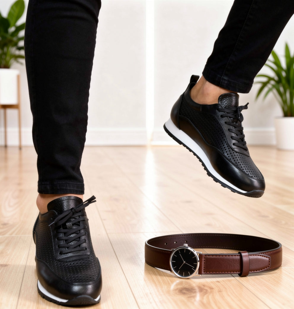 Chaussure de sport décontractée en cuir véritable pour homme
