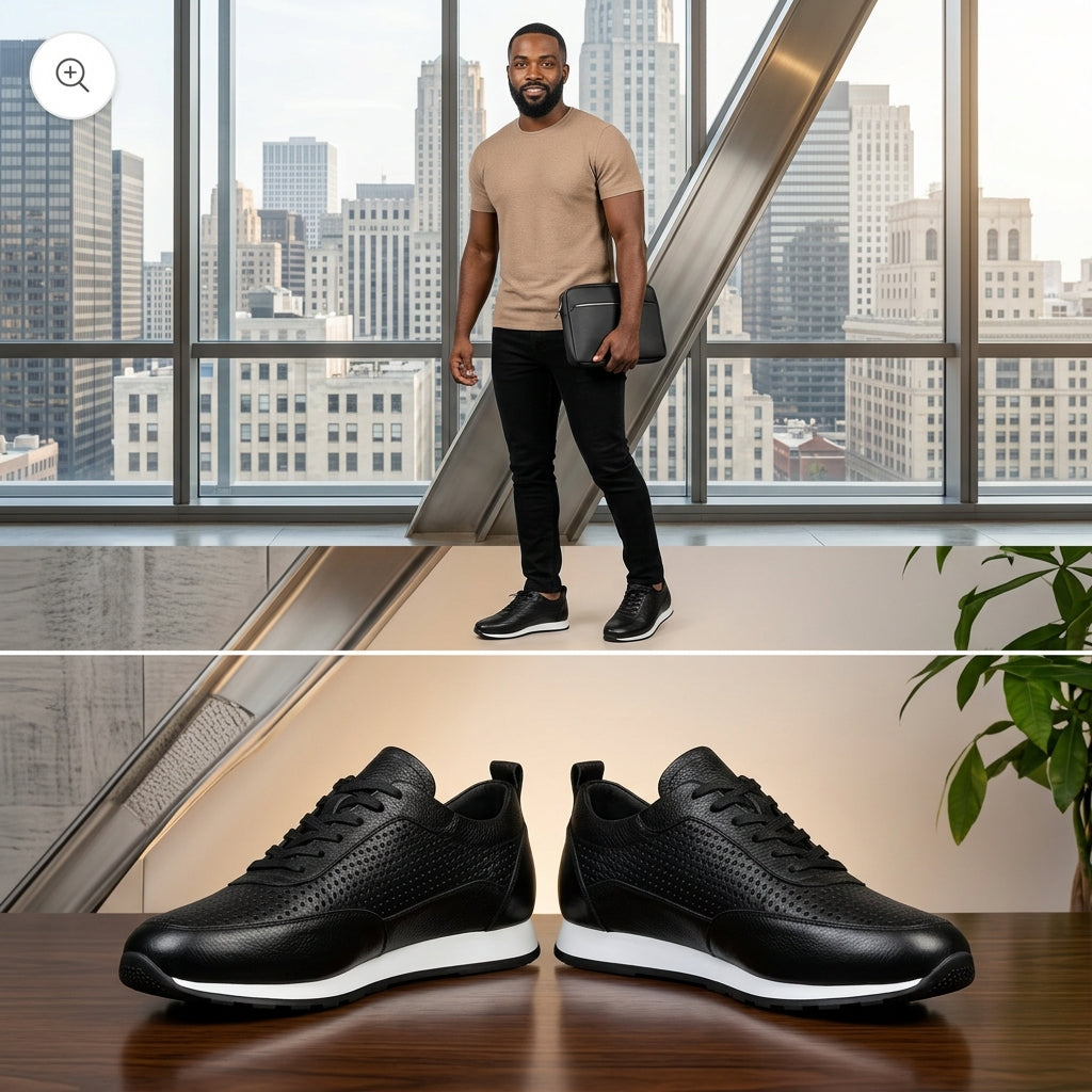 Chaussure de sport décontractée en cuir véritable pour homme