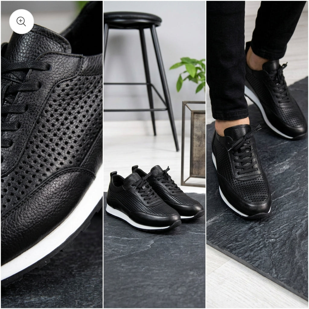 Chaussure de sport décontractée en cuir véritable pour homme