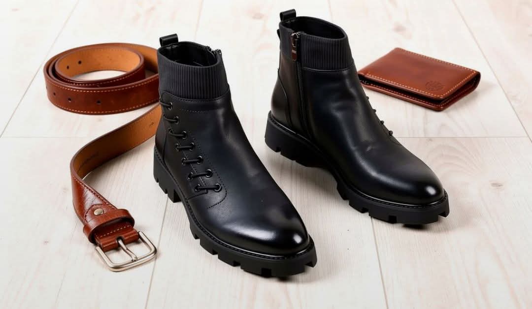 Botte montante italien en cuir véritable