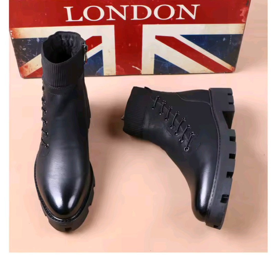 Botte montante italien en cuir véritable