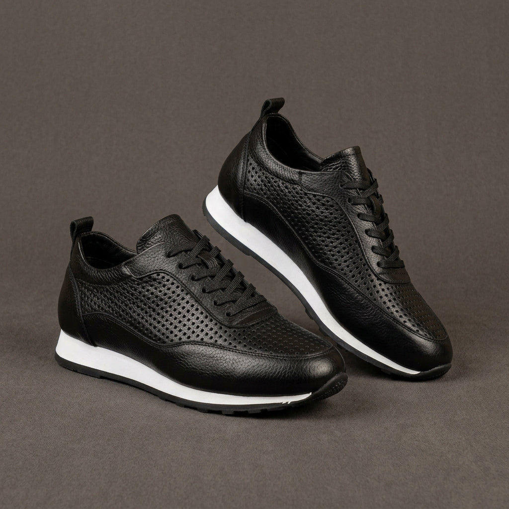 Chaussures de sport décontractées en cuir véritable pour hommes