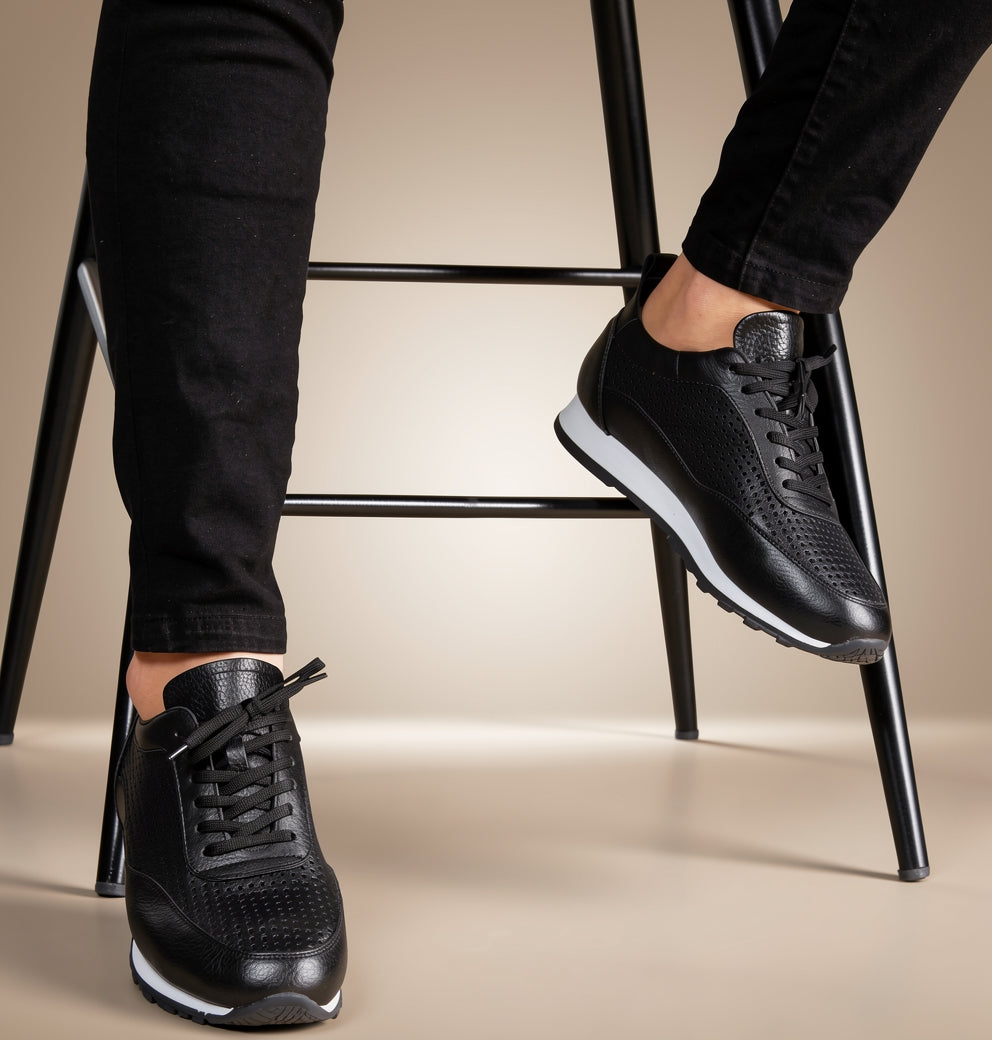 Chaussures de sport décontractées en cuir véritable pour hommes