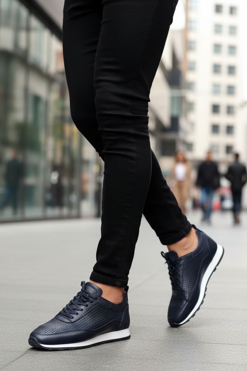 Chaussure de sport décontractée en cuir véritable pour homme