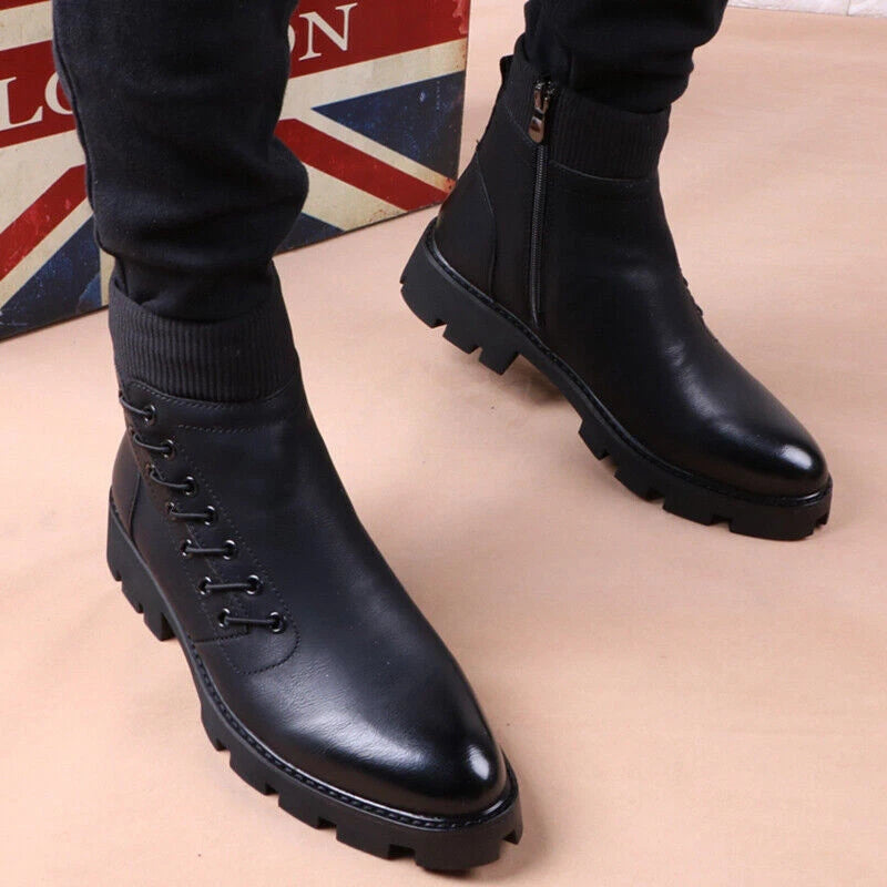 Botte montante italien en cuir véritable