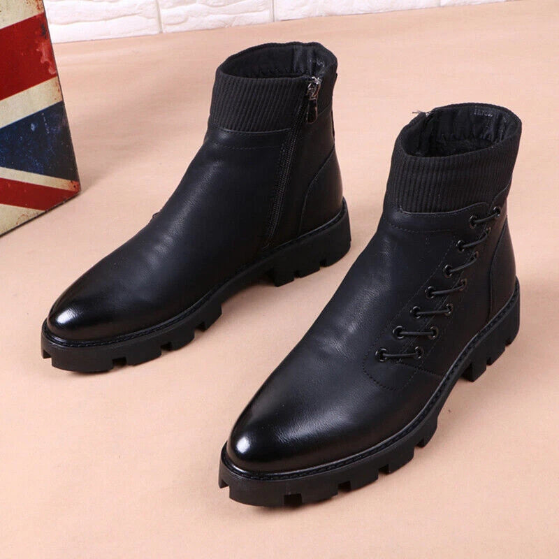 Botte montante italien en cuir véritable