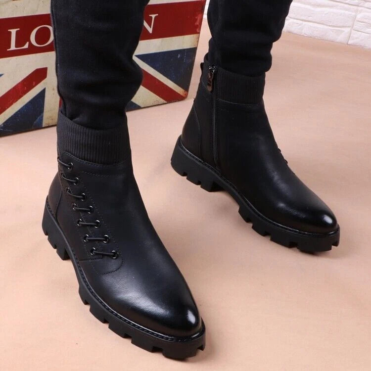 Botte montante italien en cuir véritable
