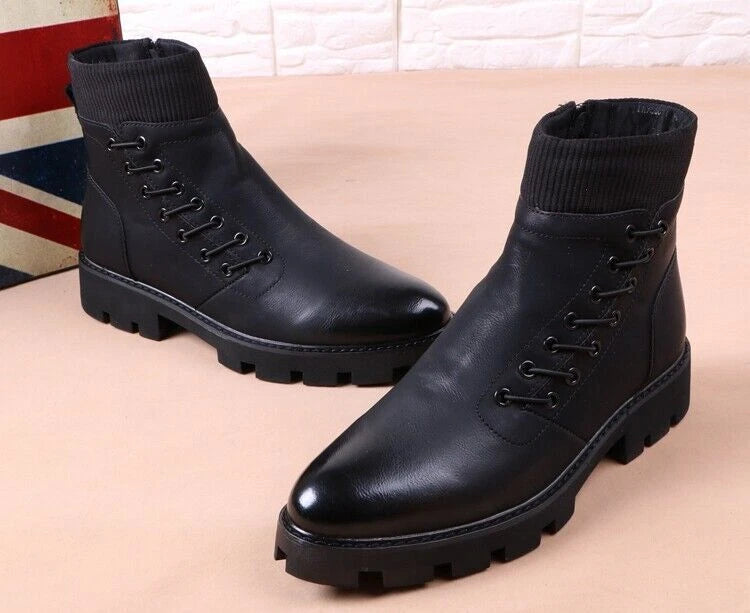 Botte montante italien en cuir véritable